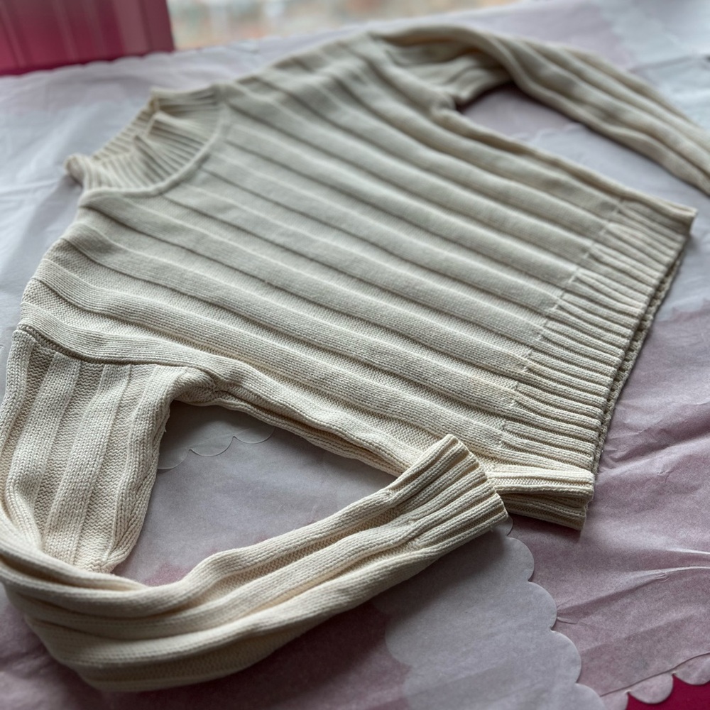 EUC VTG 90s Club Monaco cream ribbed mock neck sweater long sleeve cropped
